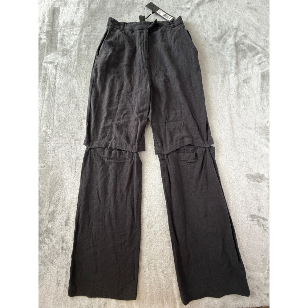 NOLI Essential Pants Womens Small Black Linen Blend Convertible Shorts NWT